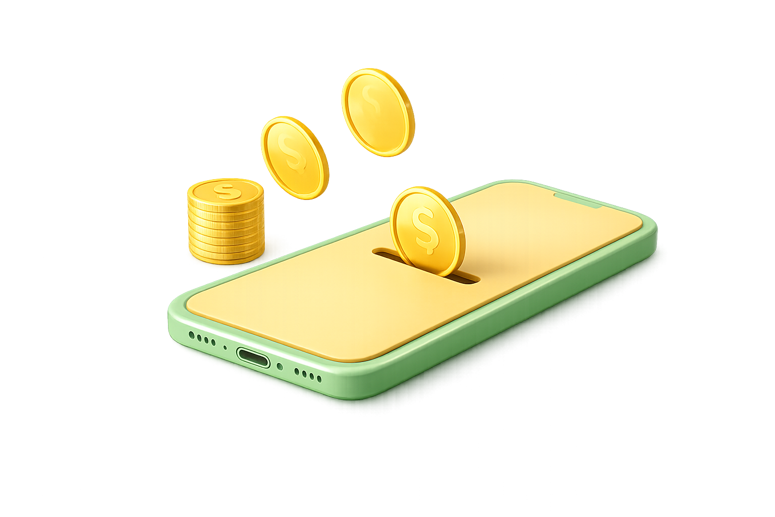 Phone with coins illustration