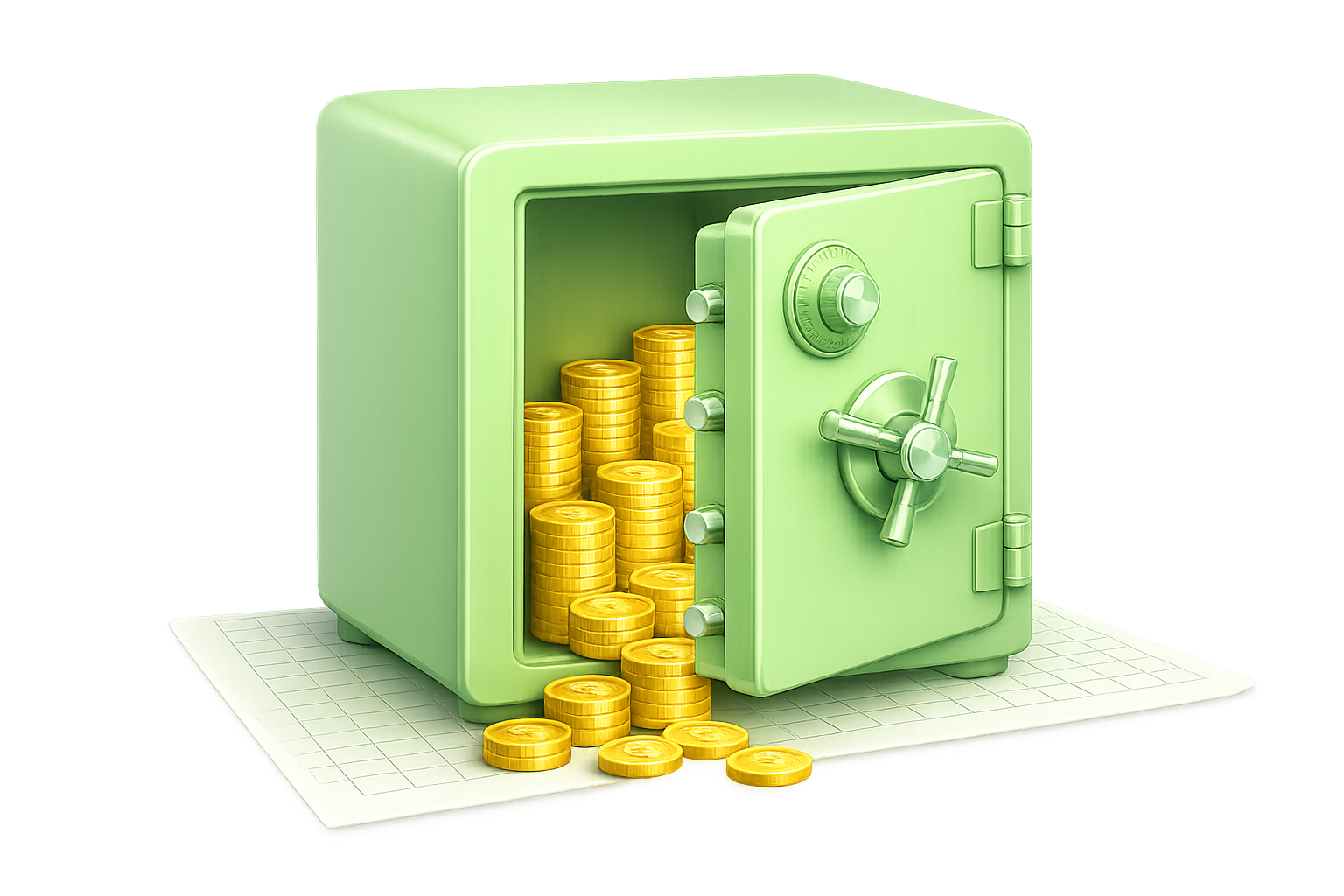Safe with coins illustration